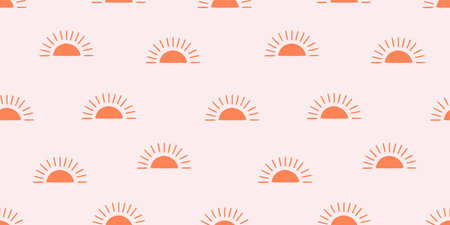 Seamless pattern with bright suns on a light backgroundのイラスト素材