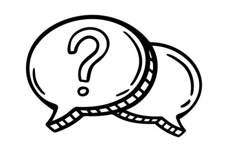 speech bubble question mark. Question mark dialog icon doodle hand drawn. Outline line drawing clipart symbolのイラスト素材