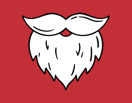 white beard Santa christmas or for grandpa icon doodle hand drawn. Outline line drawing clipartのイラスト素材