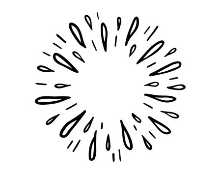starburst hand drawn doodle black round element. starburst circleのイラスト素材