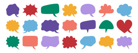 Colorful communication speech bubbles silhouette set. speech bubble doodle funny collection