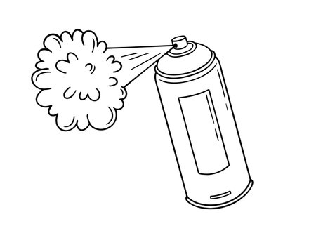 spray paint can doodle hand drawn icon. Outline drawing spray paint can line clipart symbolのイラスト素材