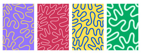 Bright wavy vertical backgrounds with neon playful colorways. Hand drawn.