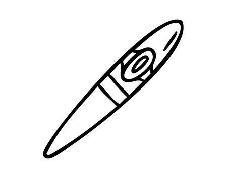 Cigar icon with smoke, hand drawn doodle, line art, monochrome, hand drawnのイラスト素材