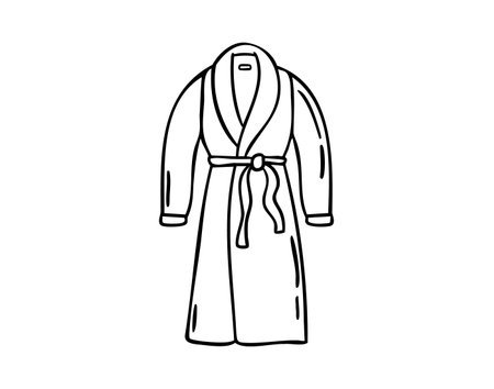 Bathrobe gown, hand drawn doodle, line art, monochrome, hand drawnのイラスト素材