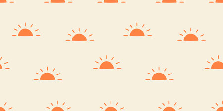 Seamless pattern with bright suns on a light backgroundのイラスト素材