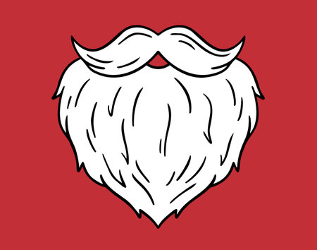 white beard Santa christmas or for grandpa icon doodle hand drawn. Outline line drawing clipartのイラスト素材