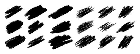 scratch, accidental touch black paint, ink brush stroke shapes, brush lines. Vector dirty grunge elements.のイラスト素材