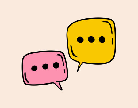 Pink and yellow communication speech bubbles for chat or messageのイラスト素材