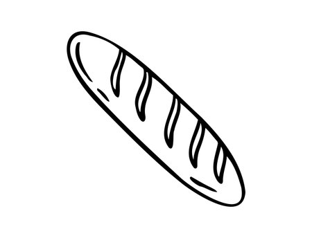 French baguette hand drawn outline doodle icon. Bread loaf vector isolated sketch illustrationのイラスト素材