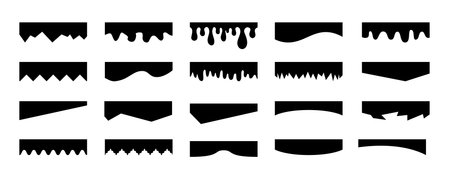 Separators shapes for website presentation set. Curve Lines, Wave, Drops and triangular dividers for Top or Bottom Page. Frame of headerのイラスト素材