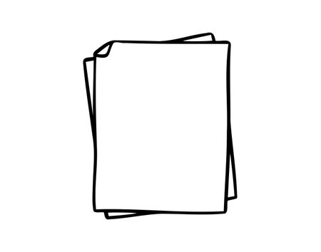 two blank paper doodle hand drawn icon. Outline drawing two sheets of paper line clipart symbolのイラスト素材