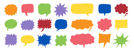 colorful speech bubbles set. Hand drawn vector cute communication bubbles. speech bubble collectionのイラスト素材