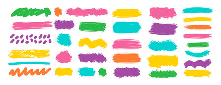 Brush paint background frame box. Color stroke brush paint for text box square frame. Vector hand drawn banner background set graphic element.のイラスト素材