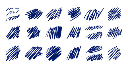 Scribble with a blue pen. Grunge hand drawn doodlesのイラスト素材