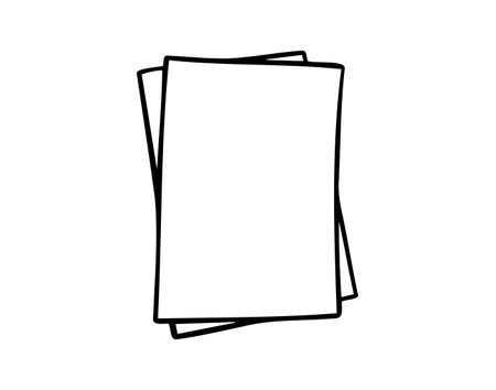 two blank paper doodle hand drawn icon. Outline drawing two sheets of paper line clipart symbolのイラスト素材