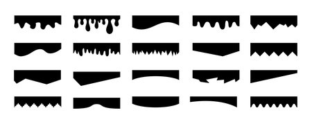 Separators shapes for website presentation set. Curve Lines, Wave, Drops and triangular dividers for Top or Bottom Page. Frame of headerのイラスト素材