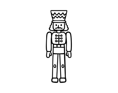 Parade toy soldier line art clipart in uniform with hat and boots, single element, hand drawn.のイラスト素材