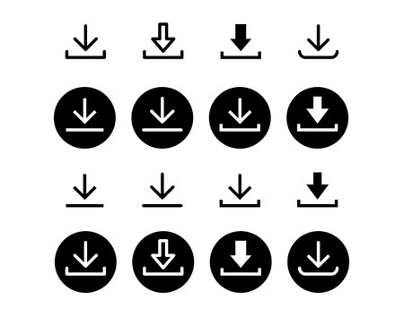 Download icon symbol. Round sign down arrow. Download icon for apps, websites interface.のイラスト素材