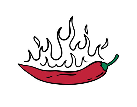 Chili pepper fire icon colored spice heat hot flameのイラスト素材