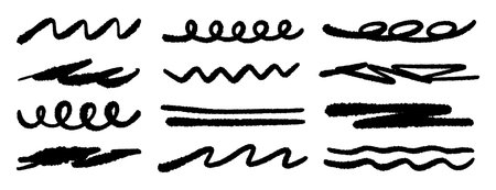 Hand drawn underline strokes decorative design art pattern texture line accentのイラスト素材