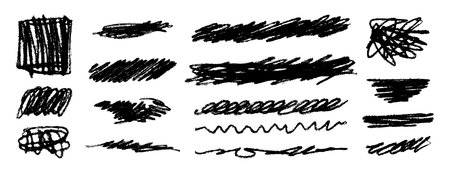 scribble grunge doodle line set. hand drawn lines messy pencil brush shapes and charcoal smears.