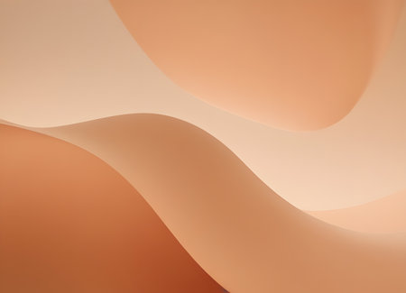 airy fabric waves undulating in warm light, silky peach gradient creating soft background for brandingの素材