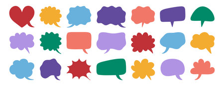 Colorful communication speech bubbles silhouette set. speech bubble doodle funny collection
