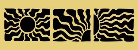 set retro rectangular elements and form sun. The black silhouette sun, placed in a rectangular...