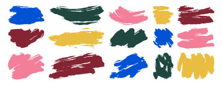 Colored bright dry brush marks and pencil squiggles Hand drawn crayon lines, spirals and doodles rough highlighters and dividersのイラスト素材