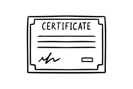achievement certificate icon doodle hand drawn. Outline line drawing clipart symbolのイラスト素材