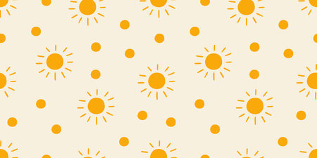 Seamless pattern with bright suns on a light background