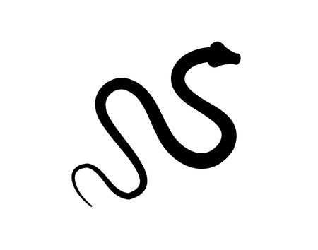 Black silhouette snake icon. Isolated snake symbol on white background. Abstract snake sign