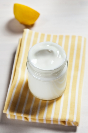 creamy homemade yoghurtの写真素材