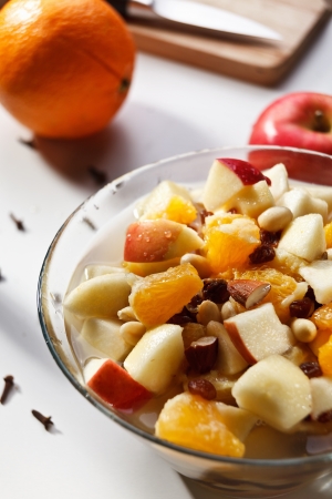 Fruit salad with spice and waterの写真素材