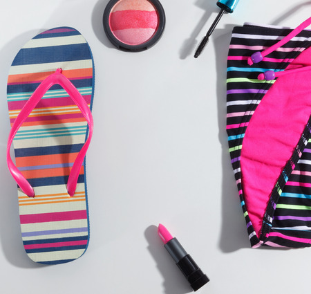 Closeup of trendy beach wear setの写真素材
