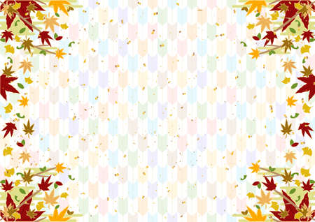 Autumn leaves frame Gold confetti pastel color yahagi backgroundのイラスト素材