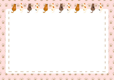 Cat and Stitch Frame Meat Ball Backgroundのイラスト素材