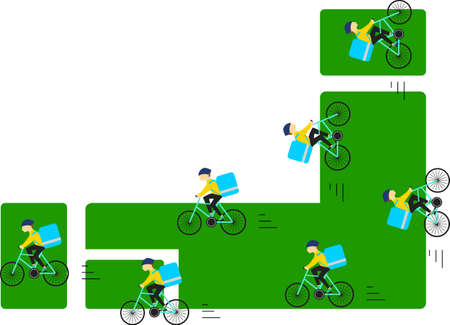 Bicycle Delivery Japan Mapのイラスト素材