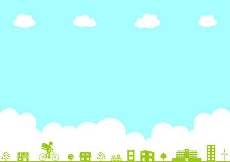 Bicycle Delivery Townscapesのイラスト素材