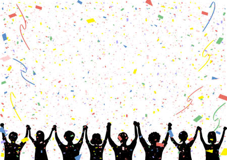 People who hold hands, many years old, confetti.のイラスト素材