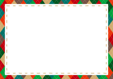 Stitch Frame Christmas Color Argyle Backgroundのイラスト素材