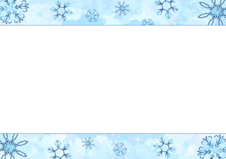 Snowflake Frame Watercolor Backgroundのイラスト素材