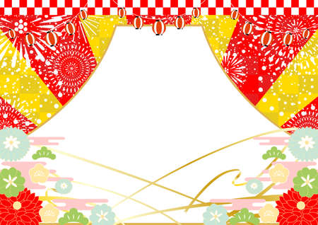 New Year Fireworks Mt. Fuji Backgroundのイラスト素材