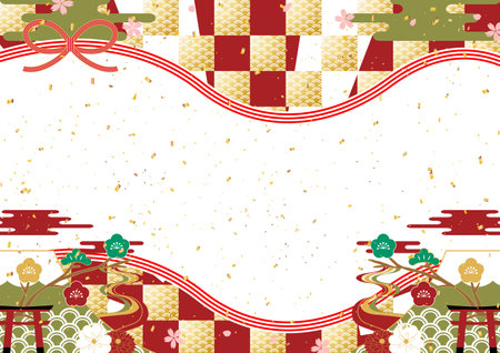 New Year Mizuting Frameのイラスト素材