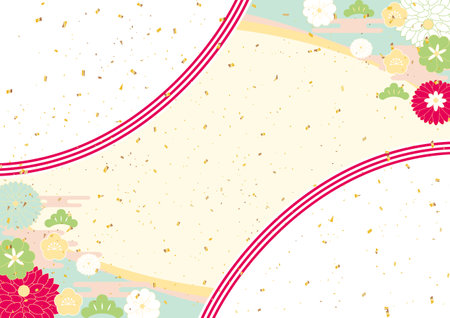 New Year Mizuting Frameのイラスト素材