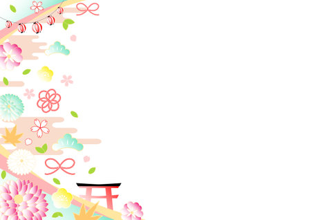 Gorgeous Japanese pattern pastel colorのイラスト素材