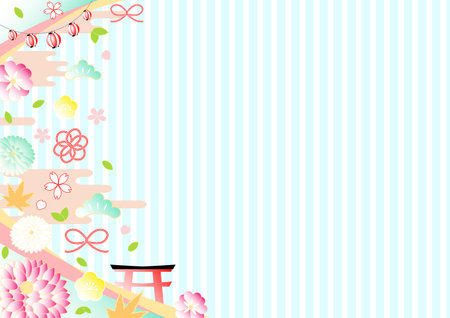 Gorgeous Japanese pattern pastel colorのイラスト素材