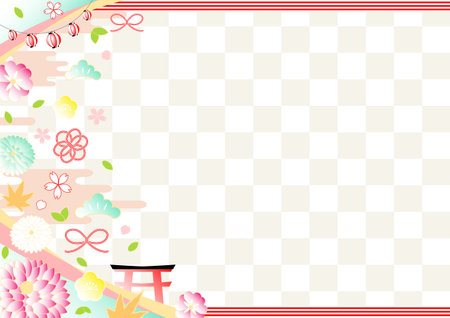 Gorgeous Japanese pattern pastel color Ichimatsu backgroundのイラスト素材