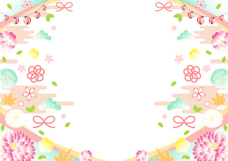 Gorgeous Japanese pattern pastel colorのイラスト素材